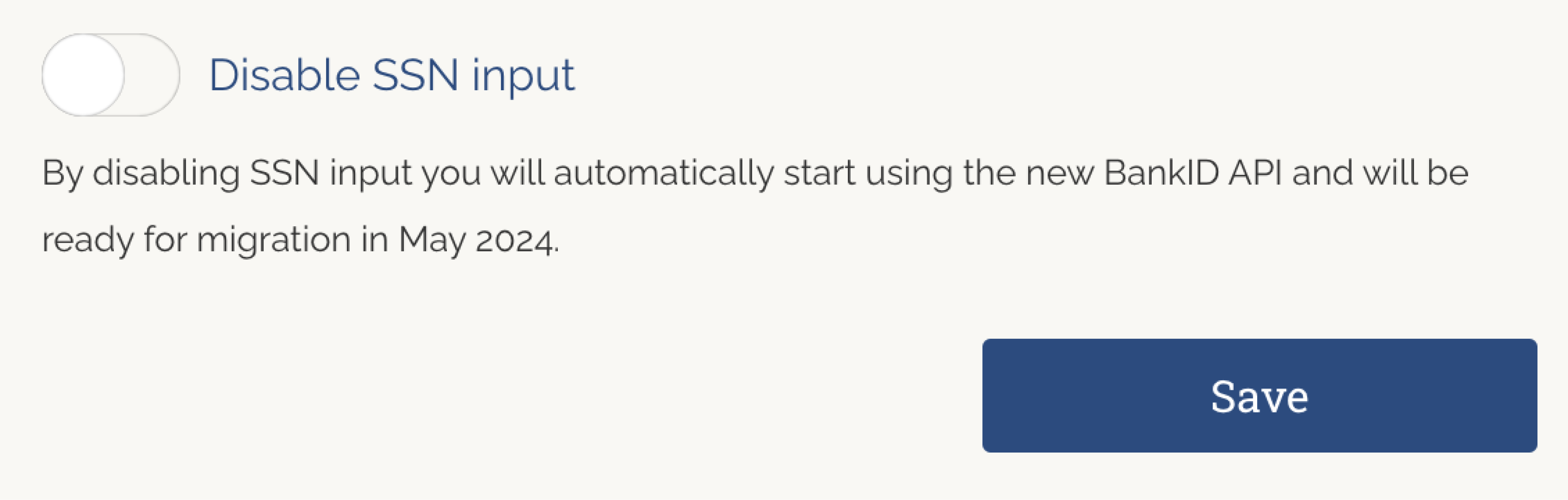 Disable SSN input