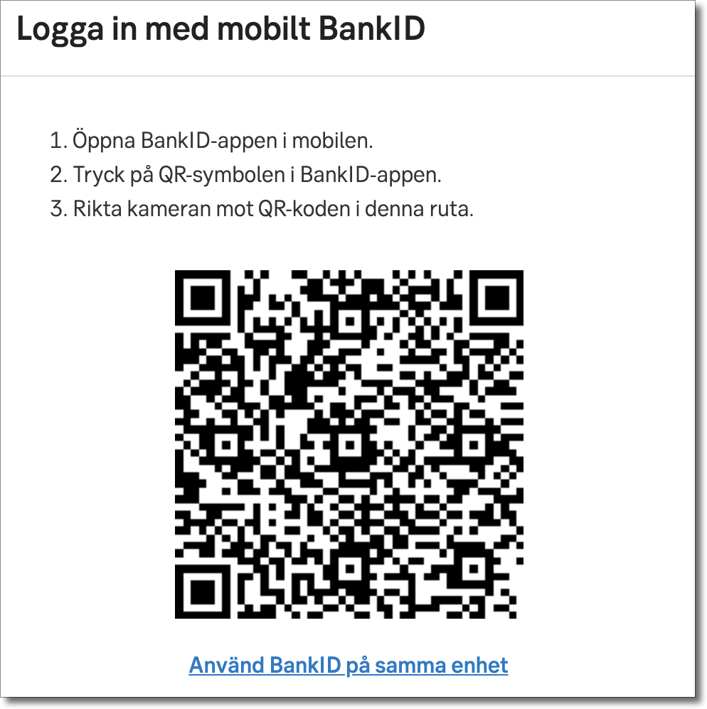Login with QR-code in Sweden